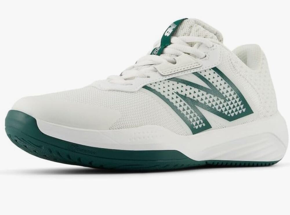 New Balance Women's 696 V6 Tennis Shoe, White/Marsh Green, 11 Wide